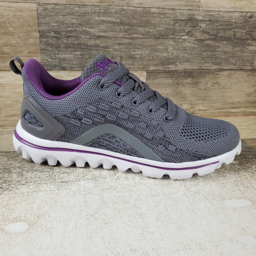 Propet TravelActiv Axiall Womens Walking Shoes Sz 7.5 M Gray Purple Mesh Sneaker